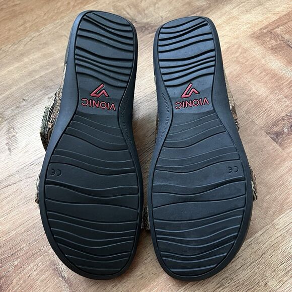 Vionic Orthoheel Snake Skin BOLINA Open Toe Slide Platform Sandal Womens Sz 11 - Picture 9 of 12